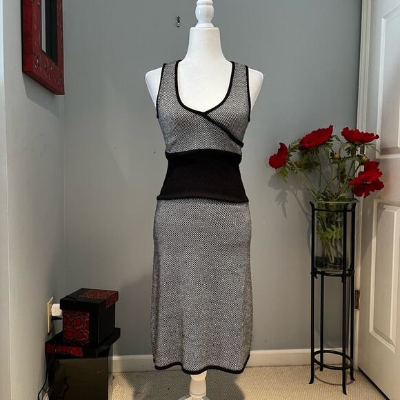 NEW Moda Merino Wool Houndstooth Plaid Classic Tailored Midi Sweater Dress S… - Picture 9 of 16